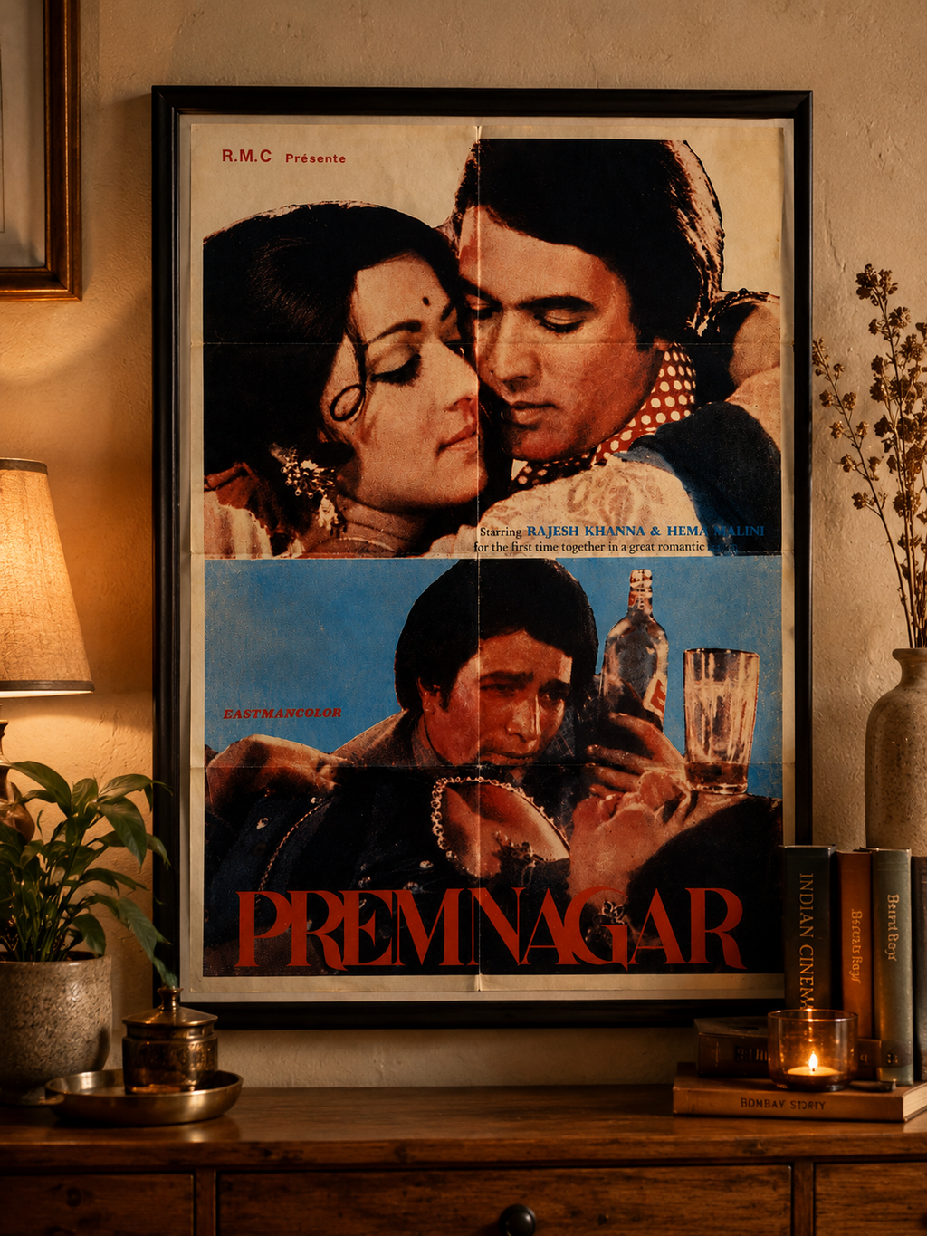 Prem Nagar – Affiche de cinéma Bollywood vintage | Rajesh Khanna & Hema Malini