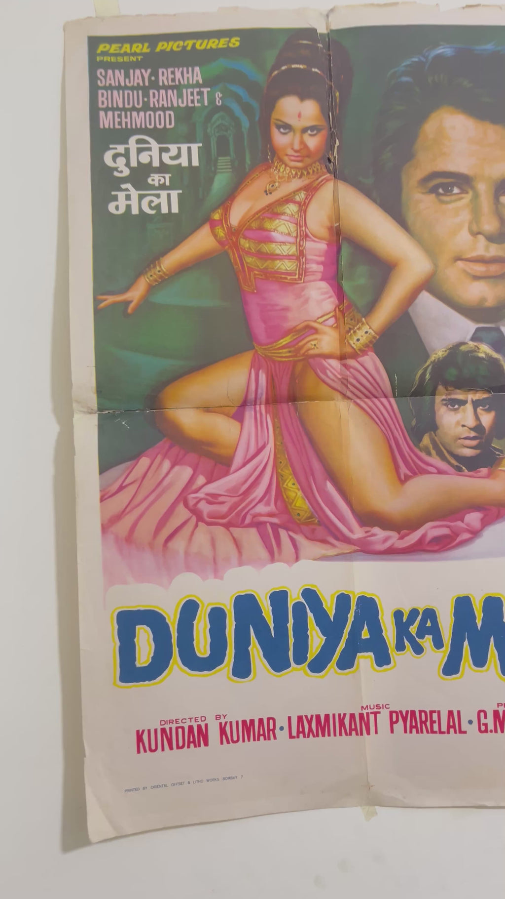 Affiche originale Duniya Ka Mela – Vintage Bollywood Movie Poster