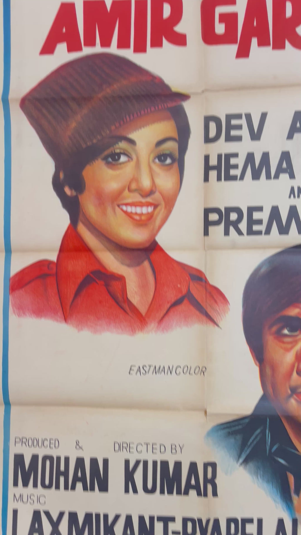 Affiche de film vintage Amir Garib – Dev Anand & Hema Malini