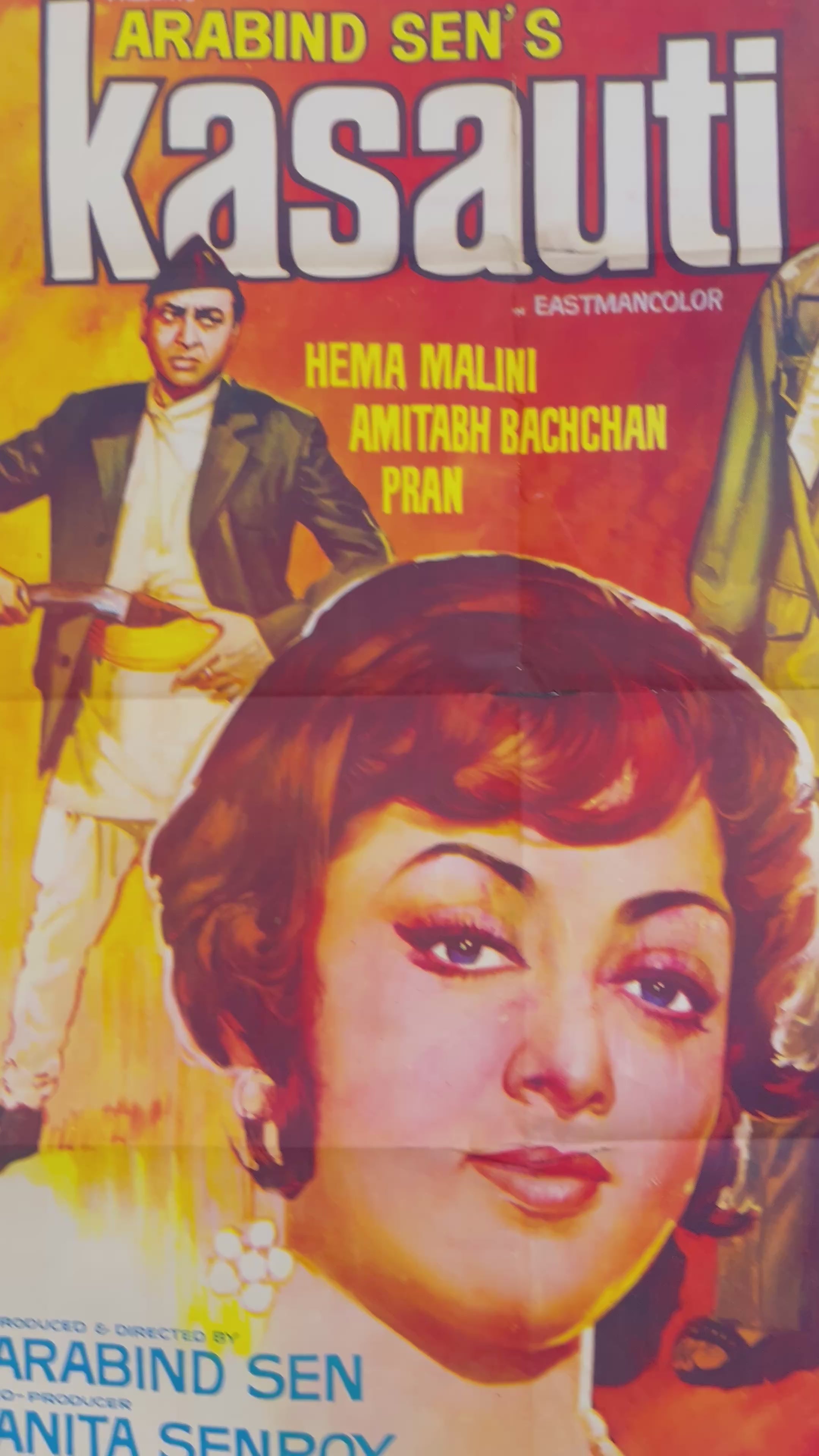 Affiche original de cinéma vintage Kasauti – Bollywood classique